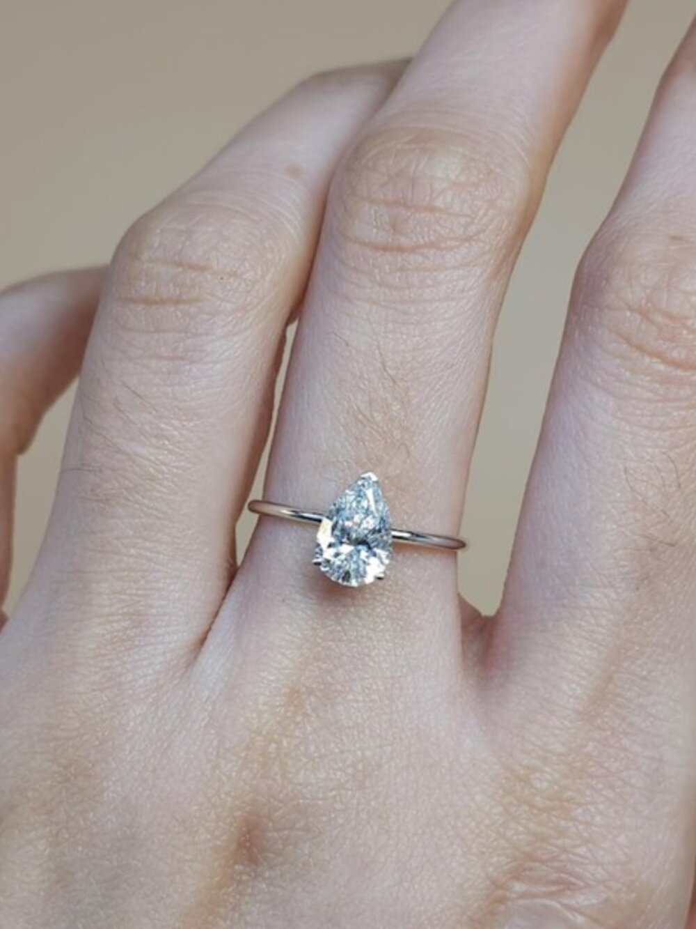 14Kt Gold 1 Ct Lab Grown Teardrop Diamond Ring